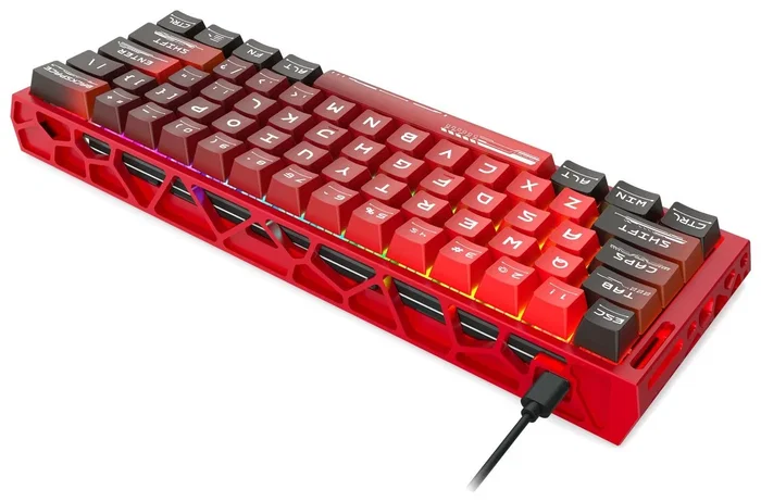 Redragon Venom K753-RGB-M Teclado Gaming Mecánico 61 Teclas RGB USB-C Cableado Layout Español Negro Rojo