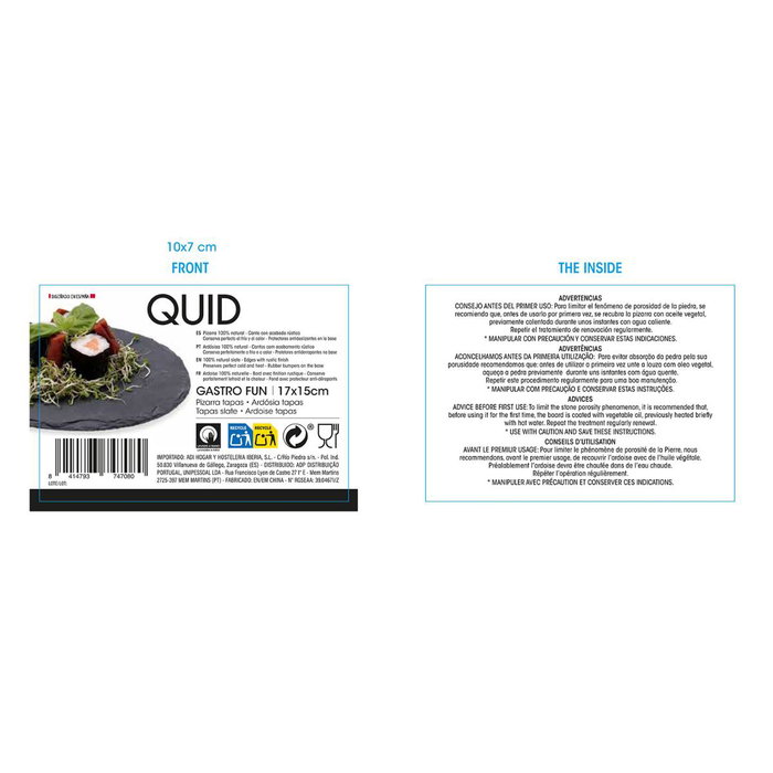 Bandeja Pizarra Irregular Gastro Fun Quid 17x15 cm (24 Unidades)