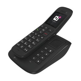 Telekom Sinus A32 Teléfono DECT inalámbrico con contestador automático, altavoz, 200 entradas, pantalla retroiluminada y color ébano