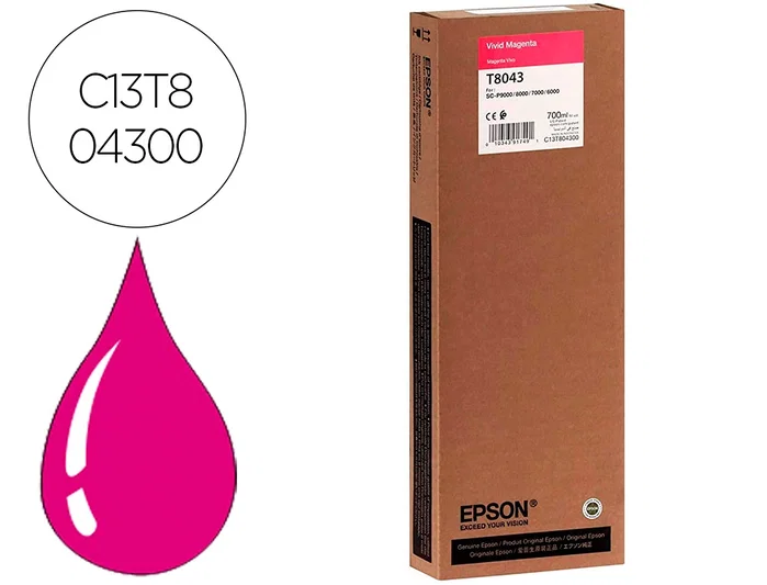 Epson Cartucho de Tinta UltraChrome HDX/HD Magenta Vivo 700ml T804300 Epson Cartucho de Tinta UltraChrome HDX/HD Magenta Vivo 700ml T804300