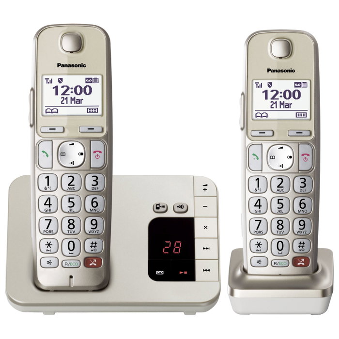 Panasonic KX-TGE262GN Teléfono inalámbrico con contestador y 2 terminales, Champagne Panasonic KX-TGE262GN Teléfono inalámbrico con contestador y 2 terminales, Champagne