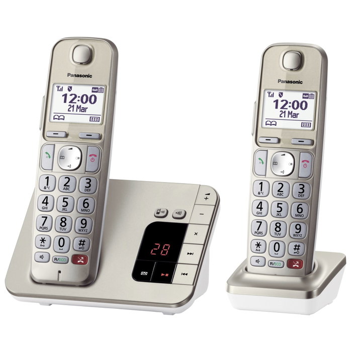 Panasonic KX-TGE262GN Teléfono inalámbrico con contestador y 2 terminales, Champagne Panasonic KX-TGE262GN Teléfono inalámbrico con contestador y 2 terminales, Champagne