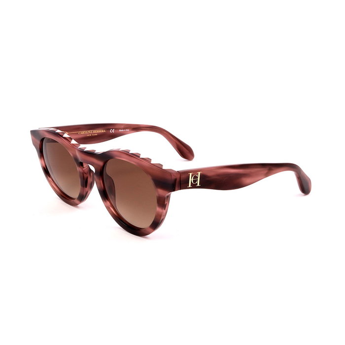Carolina Herrera Gafas de Sol SHN607M 06YS para Mujer - Forma Phantos, Rosa Brillante, Cristales Marrón Degradado, Patilla 140 mm