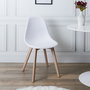Home Deco Factory Silla STOCKHOLM Blanca Diseño Escandinavo Patas Madera Asiento Plástico