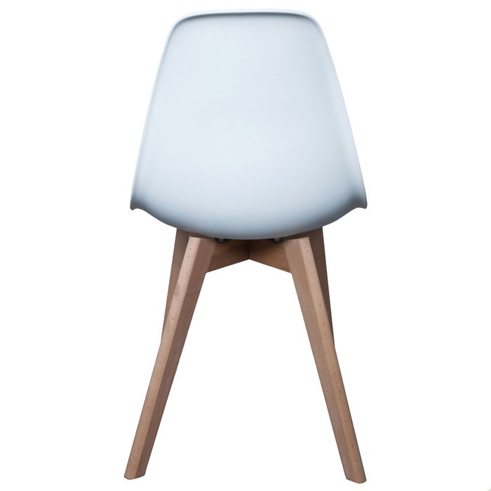 Home Deco Factory Silla STOCKHOLM Blanca Diseño Escandinavo Patas Madera Asiento Plástico