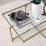 Hanah Home Mesa de Centro S410 Glamurosa Moderna Cristal Templado y Metal Dorado 94x64x35 cm