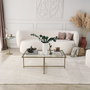 Hanah Home Mesa de Centro S410 Glamurosa Moderna Cristal Templado y Metal Dorado 94x64x35 cm