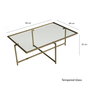 Hanah Home Mesa de Centro S410 Glamurosa Moderna Cristal Templado y Metal Dorado 94x64x35 cm
