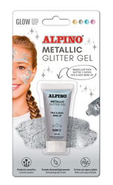 Maquillaje Alpino Glitter Gel Metalico Plata Blister De 1