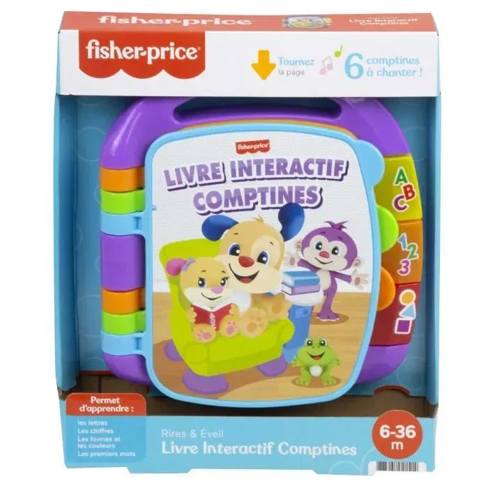 Fisher Price Libro interactivo de perritos infantiles para bebés - Aprende letras, números y palabras - 6 meses y +