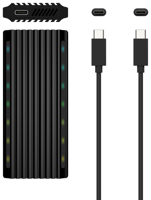 Aisens Caja Externa M.2 RGB Gaming ASM2-RGB012B SATA/NVMe USB 3.2 Gen 2, Negra