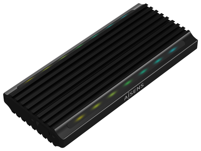Aisens Caja Externa M.2 RGB Gaming ASM2-RGB012B SATA/NVMe USB 3.2 Gen 2, Negra