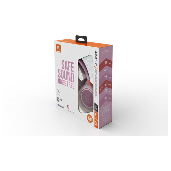 JBL Harman Auriculares JR 460 NC Over-Ear Noise-Cancelling Inalámbrico para Niños Rosa