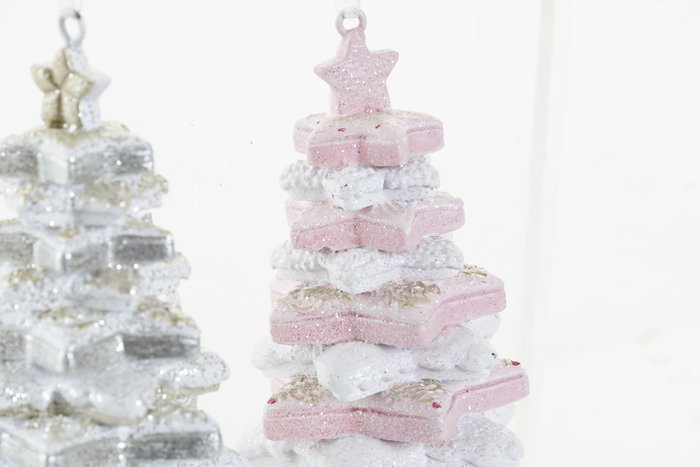 DKD Home Decor Colgantes de Resina Árbol Surtido Blanco y Rosa