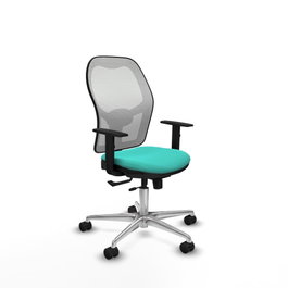 PIQUERAS Y CRESPO Silla de oficina Jorquera con mecanismo Sincro/Traslack, Turquesa y Blanco