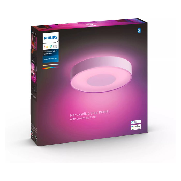 Philips Infuse Luz de Techo Inteligente White & Color Ambiance 2400lm, Bluetooth, LED, Metal, Blanco