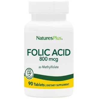 NATURES PLUS Ácido Fólico 90 Comp. Vitamina B9 para Embarazo y Protección del Bebé