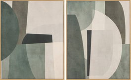 DKD Home Decor Cuadro Scandi Moderno en Lienzo, Verde y Gris, 80x100 cm, 2 Unidades
