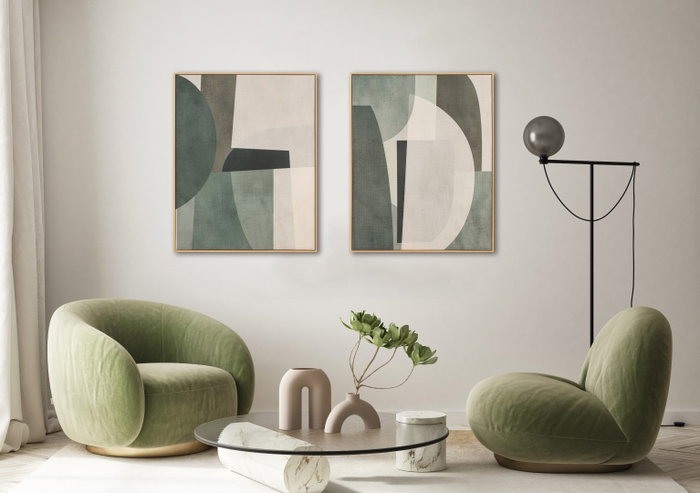 DKD Home Decor Cuadro Scandi Moderno en Lienzo, Verde y Gris, 80x100 cm, 2 Unidades DKD Home Decor Cuadro Scandi Moderno en Lienzo, Verde y Gris, 80x100 cm, 2 Unidades