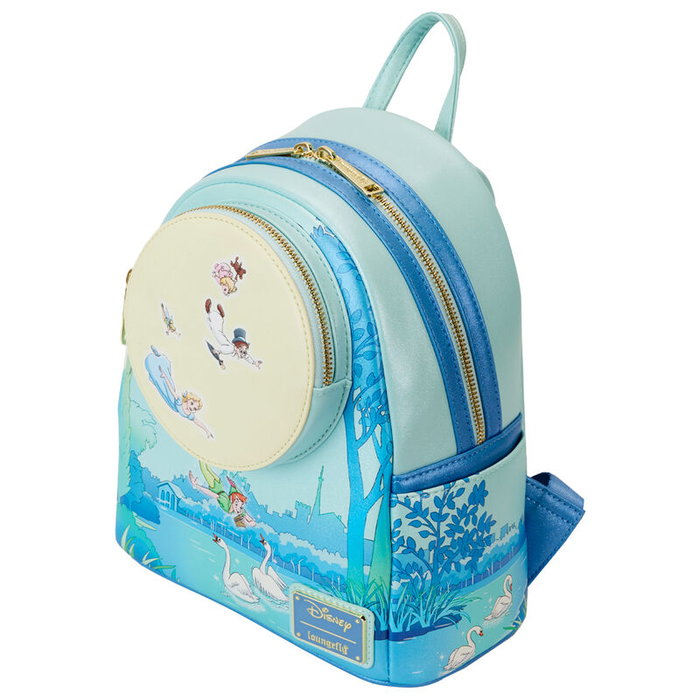 Loungefly Mochila mini Peter Pan You Can Fly Disney de piel vegana con detalles que brillan en la oscuridad 26cm Loungefly Mochila mini Peter Pan You Can Fly Disney de piel vegana con detalles que brillan en la oscuridad 26cm