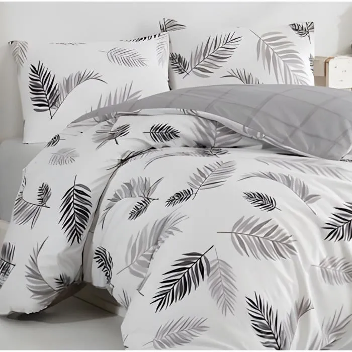 Juego de Cama 220x240 cm con 2 Fundas de Almohada 60x60 cm - 100% Algodón Reforzado - Gris - ASI8683743677702