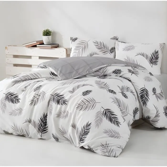 Juego de Cama 220x240 cm con 2 Fundas de Almohada 60x60 cm - 100% Algodón Reforzado - Gris - ASI8683743677702