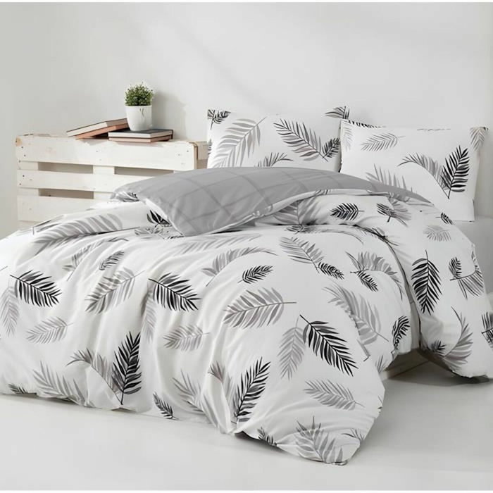 Aucune Juego de cama de algodón reforzado Gris, 220x240 cm