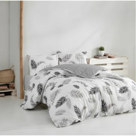Aucune Juego de cama de algodón reforzado Gris, 220x240 cm