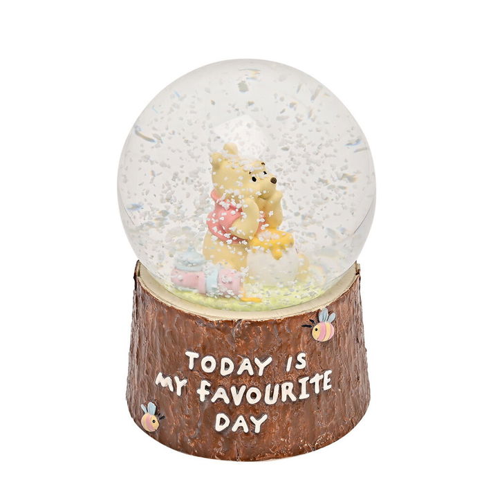 WIDDOP & CO Bola Nieve Winnie the Pooh Disney, Juguete de Invierno con Copos de Nieve Brillantes