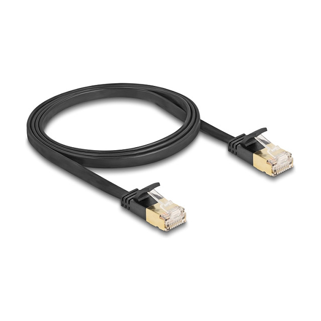 DeLOCK Cable de red Cat.7 plano RJ45 1 m negro