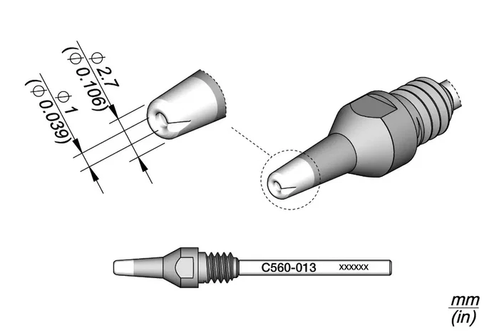 JBC TOOLS Pico para máquinas de desoldar 2,7x1mm JBC TOOLS Pico para máquinas de desoldar 2,7x1mm