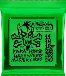 ERNIEBALL Juego de Cuerdas para Guitarra Eléctrica Papa Het's Hardwired Master Cores 11-50, calibres 11, 14, 18, 28, 38, 50, desarrolladas con James Hetfield de Metallica