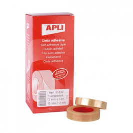 APLI PAPER Pack de 12 rollos de cinta adhesiva transparente 33 m x 12 mm