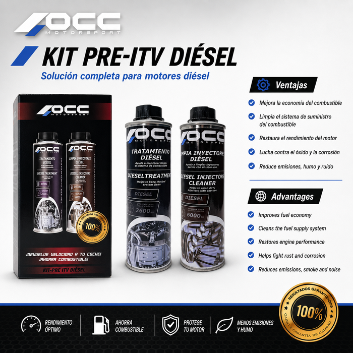 Occ Motorsport ZOCCA0007 Kit Tratamiento Pre ITV Diesel - Limpia Inyectores y Optimiza Combustible