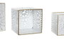 DKD Home Decor Macetero Tropical Blanco Dorado Metal Set 3 Piezas 15x15x15 cm