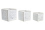DKD Home Decor Macetero Tropical Blanco Dorado Metal Set 3 Piezas 15x15x15 cm