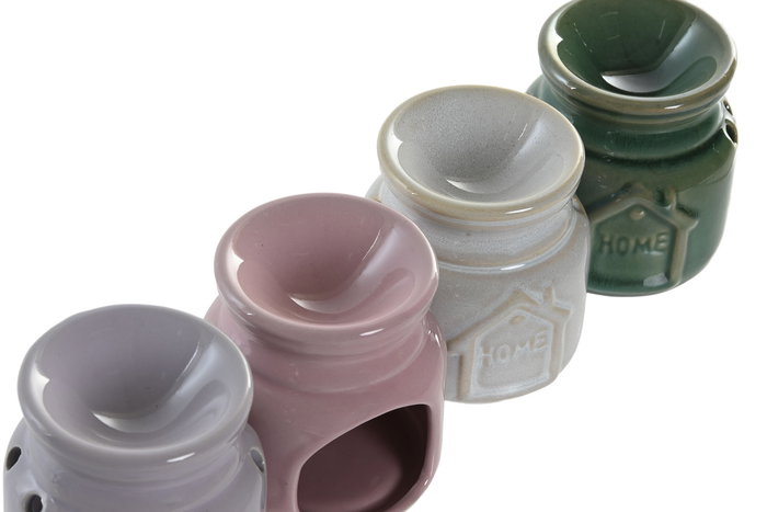 DKD Home Decor Quemador Shabby Verde Rosa Cerámica 7 x 7.5 x 7 cm (20 Unidades)