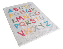 DKD Home Decor Alfombra de Algodón Abecedario Multicolor/Blanco 100x150 cm
