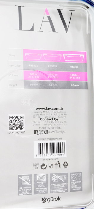 LAV Fiambrera Hermética 1900 cc Fres (8 Unidades)