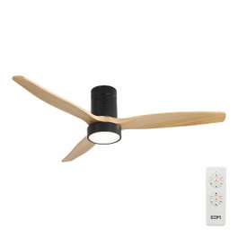 Edm Ventilador de techo inteligente Kara de 132 cm, color Madera/negro