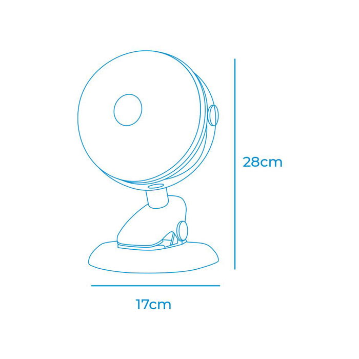 Edm Ventilador Recargable con Pinza y Base, 3 Velocidades, Motor Sin Escobillas Ultra Silencioso, Batería 2000 mAh, Ø Aspas 14 cm, Medidas Ø17 x 18 x 28 cm