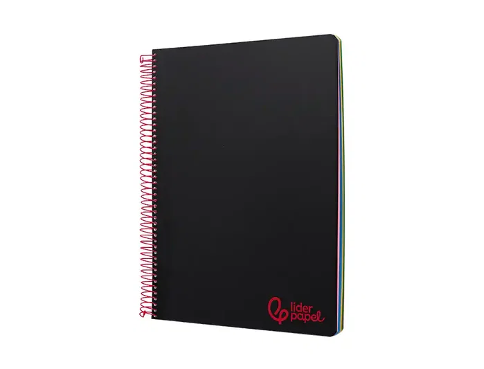 Liderpapel Cuaderno Espiral A7 Micro Wonder Tapa Plástico 100 Hojas Cuadro 5mm 4 Bandas Negro