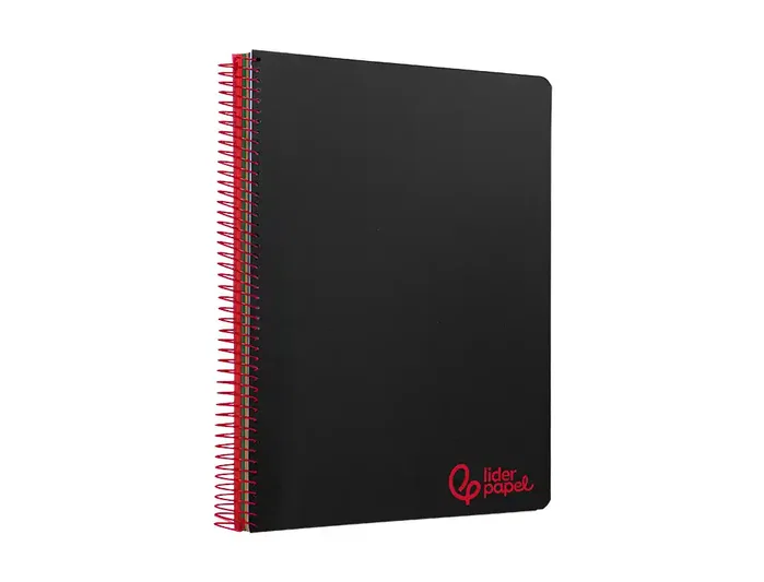 Liderpapel Cuaderno Espiral A7 Micro Wonder Tapa Plástico 100 Hojas Cuadro 5mm 4 Bandas Negro