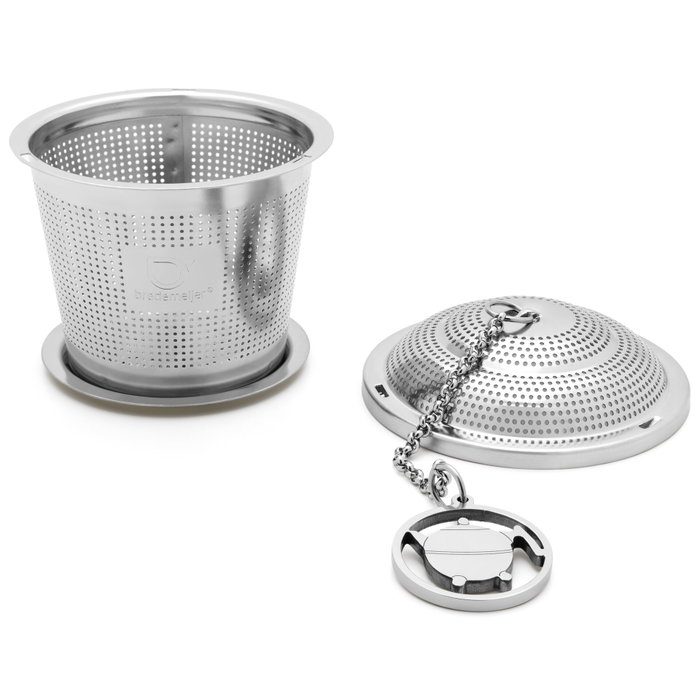 Bredemeijer Filtro de té con cadena y base de acero inoxidable 191006 de plata Bredemeijer Filtro de té con cadena y base de acero inoxidable 191006 de plata