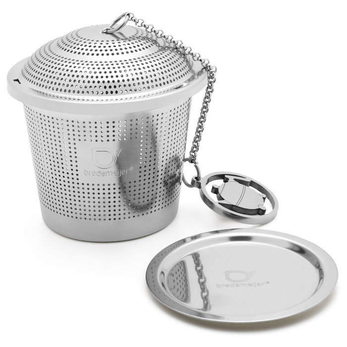 Bredemeijer Filtro de té con cadena y base de acero inoxidable 191006 de plata Bredemeijer Filtro de té con cadena y base de acero inoxidable 191006 de plata
