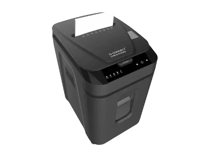 Q-connect Destructora de documentos Corte Transversal P-4 Capacidad 180 Hojas Auto / 10 H Manual Grapas Clips Tarjetas