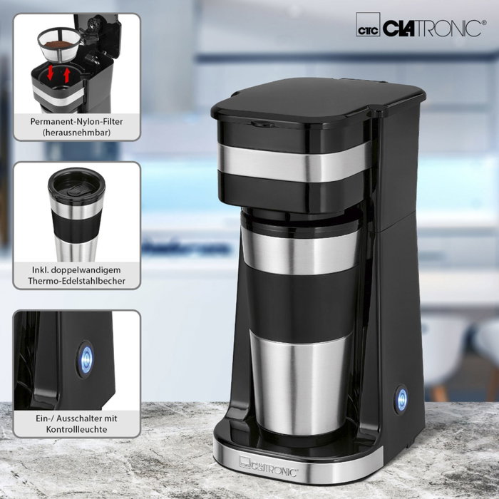 Clatronic KA 3733 Coffee to go Cafetera de una taza Clatronic KA 3733 Coffee to go Cafetera de una taza