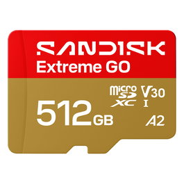 Sandisk Extreme GO MicroSDXC 512GB UHS-I, Clase 10 U3 V30 A2, Velocidad Lectura 240MB/s, Resistente al Agua, Temperatura, Golpes