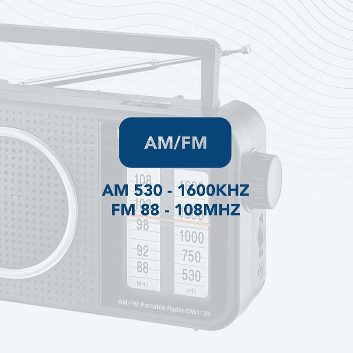Daewoo Radio Portátil AC/DC con Altavoz, Entrada Jack y Asa - Funciona con Pilas y Corriente