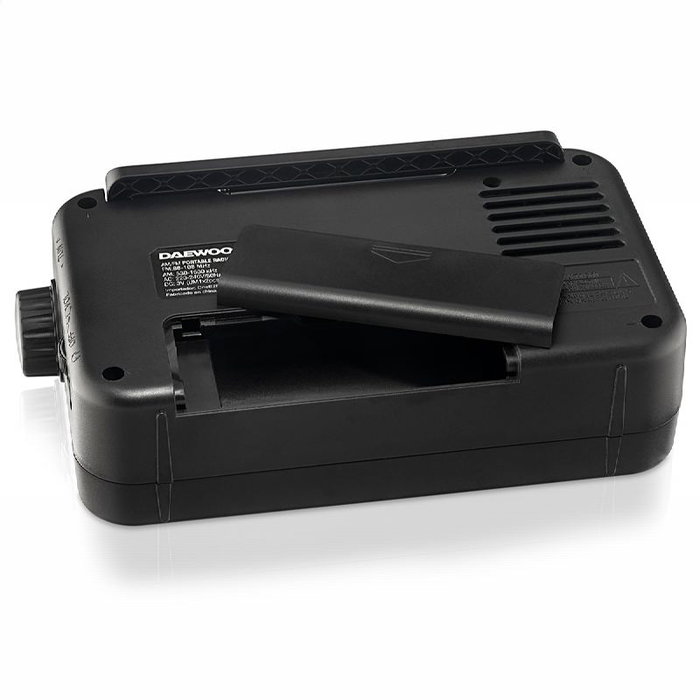 Daewoo Radio Portátil AC/DC con Altavoz, Entrada Jack y Asa - Funciona con Pilas y Corriente